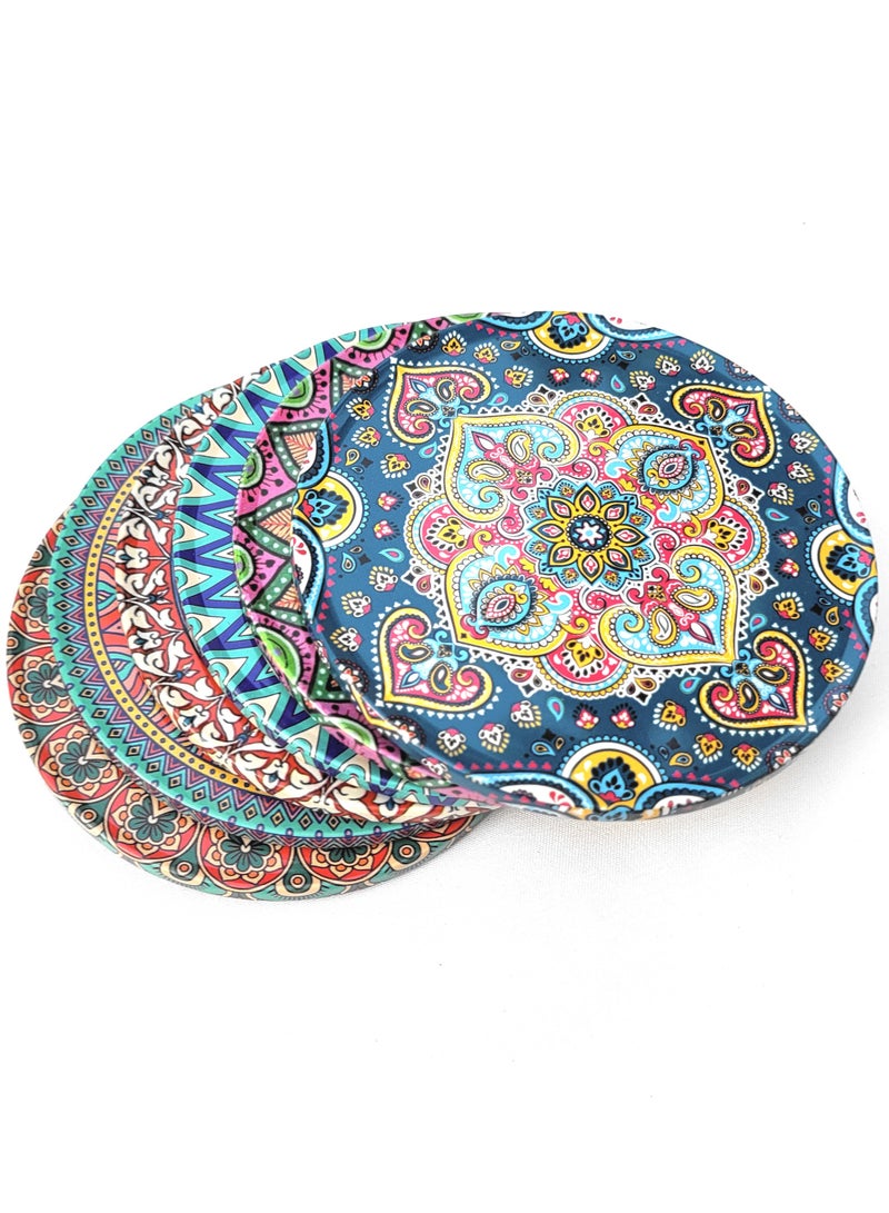 Alwan 6-Piece Ottoman Motifs Ceramic Coaster Set Multicolour 9cm  - Image 1