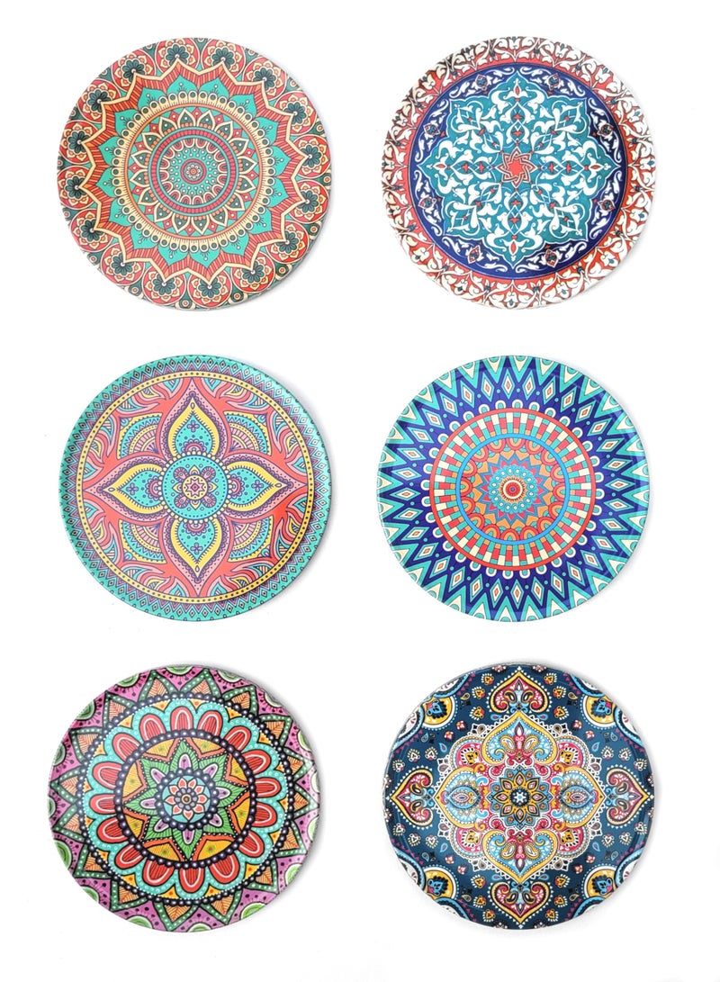 Alwan 6-Piece Ottoman Motifs Ceramic Coaster Set Multicolour 9cm  - Image 2