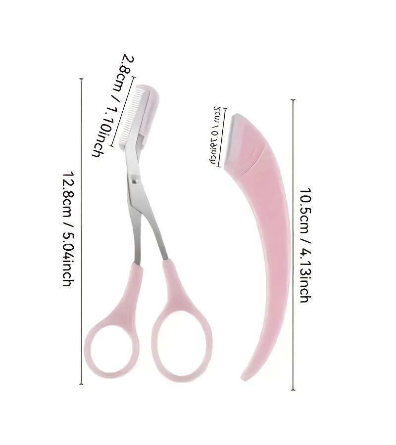 2 Pieces Premium Quality Eyebrow Trimmer Scissors Set With Small Eyebrow Comb And Protective Case Safe Anti Scratch Grooming Tool For Beginners - Image 2