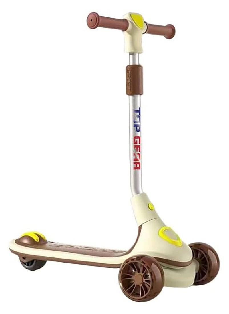 Top Gear Top Gear Rideon Kids Scooter TG 680 with Foldable & Height Adjustable Handle and with LED PU Wheels & Rear Brake - Brown 