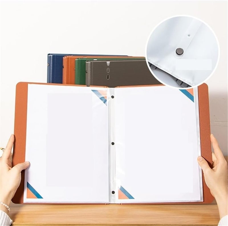 File Folders 80 Pages A4 File Folder with Transparent Inserts Thickened Data File Storage Book Office Supplies File Organizer(Orange) - Image 3