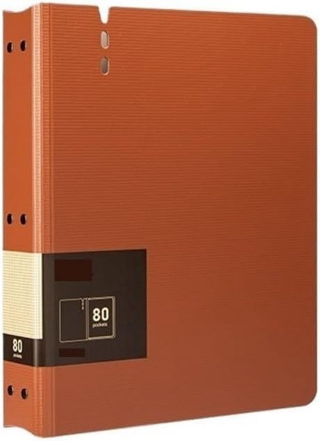 File Folders 80 Pages A4 File Folder with Transparent Inserts Thickened Data File Storage Book Office Supplies File Organizer(Orange) - Image 1