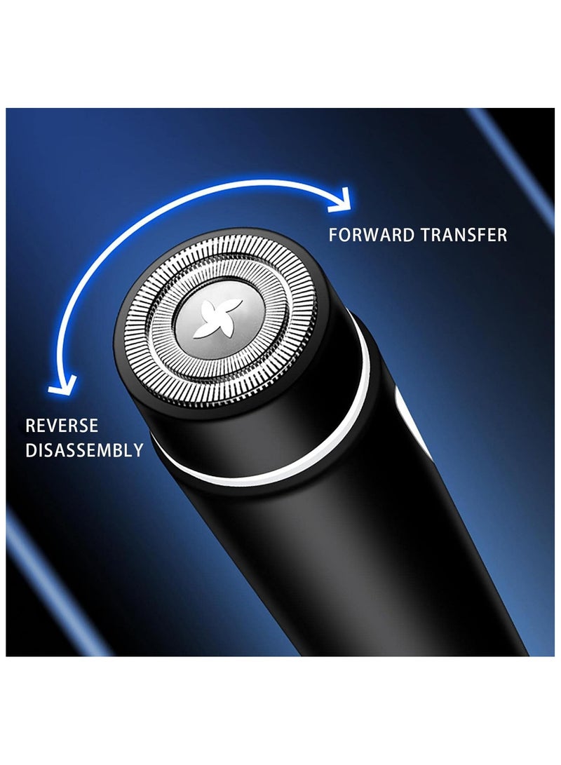 في هونج ماكينة حلاقة كهربائية صغيرة محمولة للرجال، ماكينة حلاقة كهربائية محمولة قابلة للغسل ومقاومة للماء، ماكينة حلاقة جيب لاسلكية قابلة للشحن عبر USB للرجال، ماكينة حلاقة دوارة رطبة وجافة للرجال للسفر (فضي) - Image 3