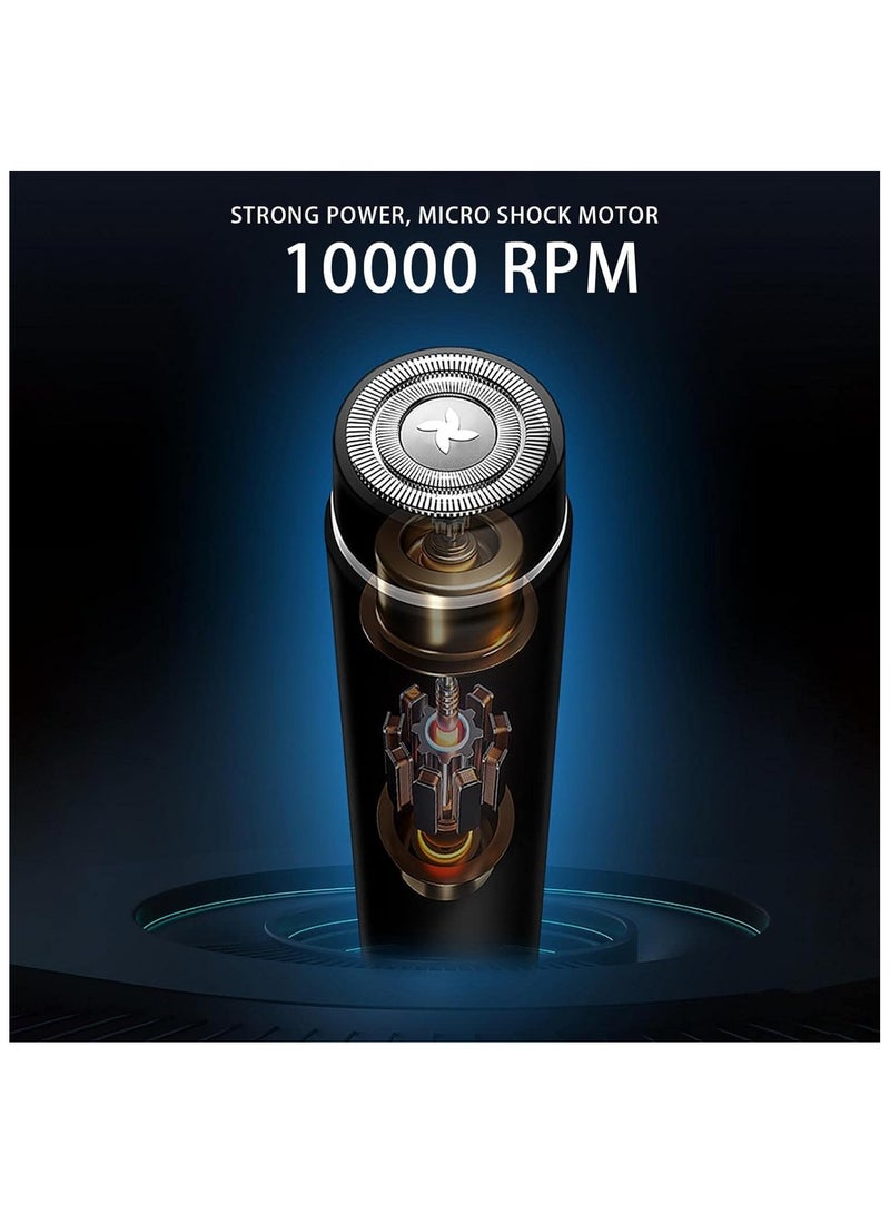 في هونج ماكينة حلاقة كهربائية صغيرة محمولة للرجال، ماكينة حلاقة كهربائية محمولة قابلة للغسل ومقاومة للماء، ماكينة حلاقة جيب لاسلكية قابلة للشحن عبر USB للرجال، ماكينة حلاقة دوارة رطبة وجافة للرجال للسفر (فضي) - Image 4