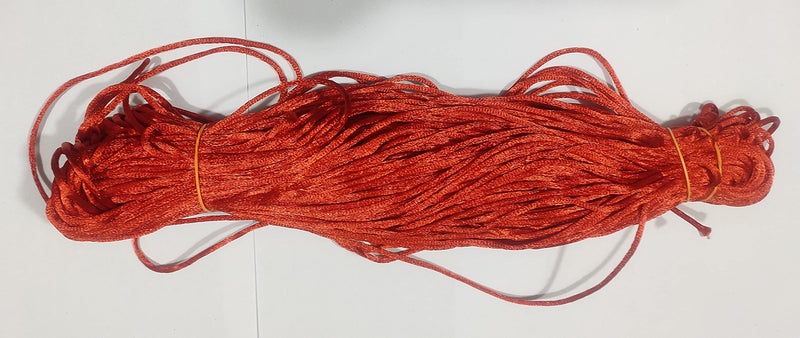 OMX 2.5 MM, 60 to 75 Mtr, Thick Malai Macrame Cord/Malai Dori/Silk Macrame, Bugtail Satin Cord Shamballa Beading Kumihimo String String (Red) - Image 2