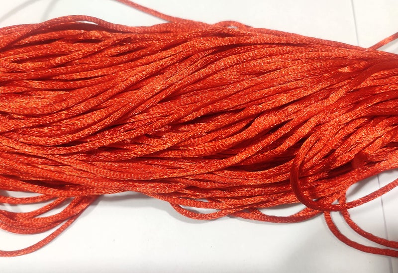 OMX 2.5 MM, 60 to 75 Mtr, Thick Malai Macrame Cord/Malai Dori/Silk Macrame, Bugtail Satin Cord Shamballa Beading Kumihimo String String (Red) - Image 5