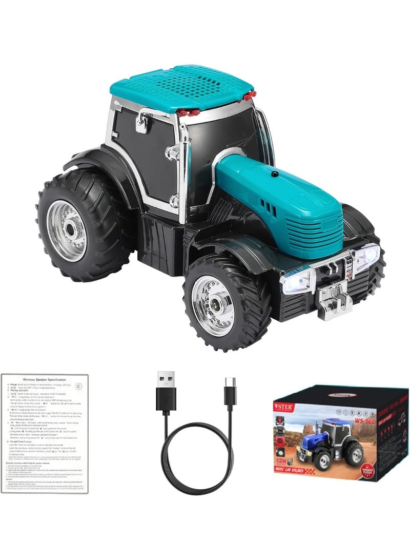 WSTER WS-560 Modern Tractor Bluetooth Wireless Speaker with HD Sound, TWS Stereo, LED Party Lights, FM Radio, USB/TF Card & Built-in Microphone – Surprise Gift (Green) - Image 1