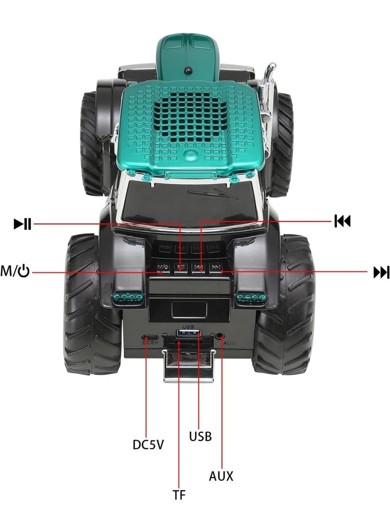WSTER WS-560 Modern Tractor Bluetooth Wireless Speaker with HD Sound, TWS Stereo, LED Party Lights, FM Radio, USB/TF Card & Built-in Microphone – Surprise Gift (Green) - Image 4