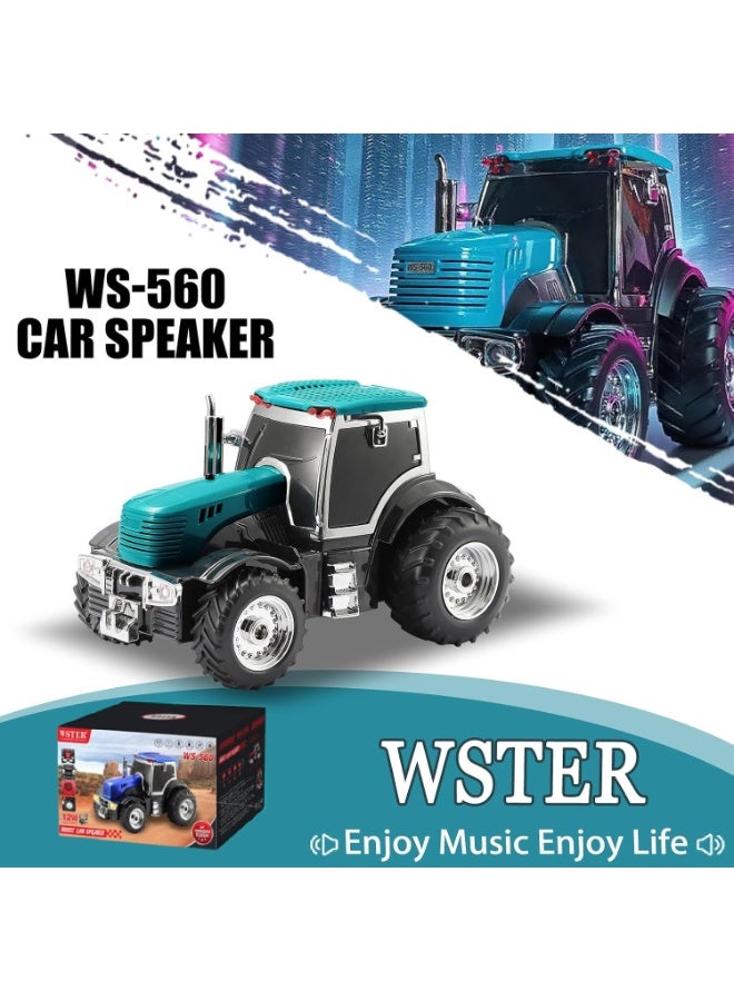 WSTER WS-560 Modern Tractor Bluetooth Wireless Speaker with HD Sound, TWS Stereo, LED Party Lights, FM Radio, USB/TF Card & Built-in Microphone – Surprise Gift (Green) - Image 5