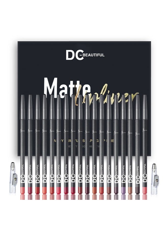 DC-BEAUTIFUL 18 Colors Lip Liners Pencil Set with 2 Pencil Sharpeners, Premium Waterproof Smooth Lip Pencils, Long Lasting Matte Makeup Lipliners  - Image 1