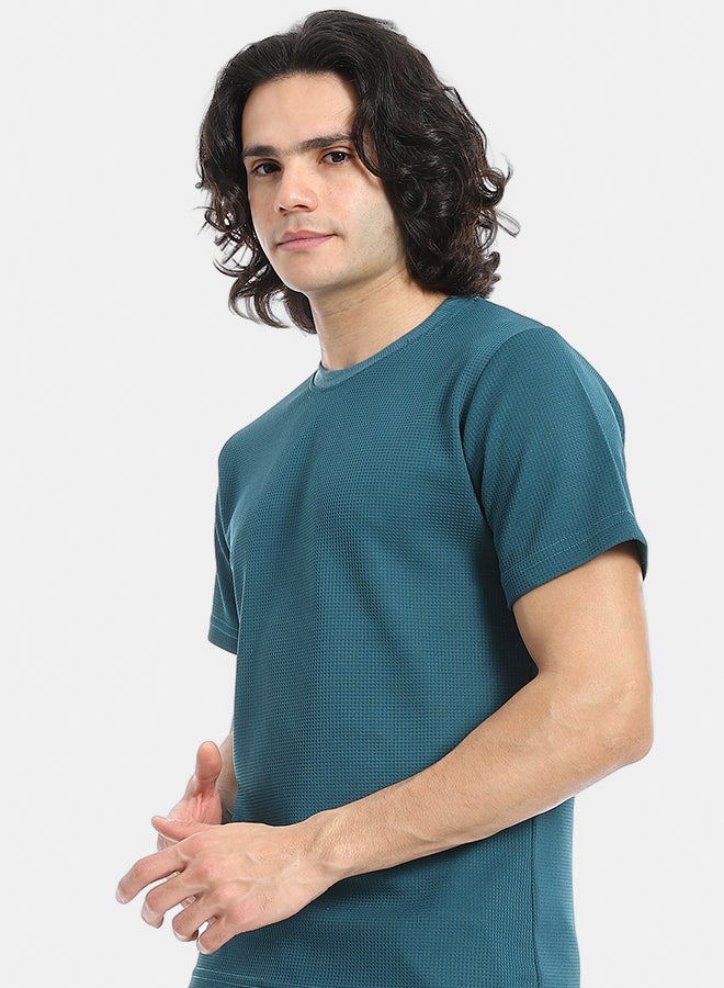 Red Circle Pique Pattern Slip On T Shirt And Shorts Set - Image 4