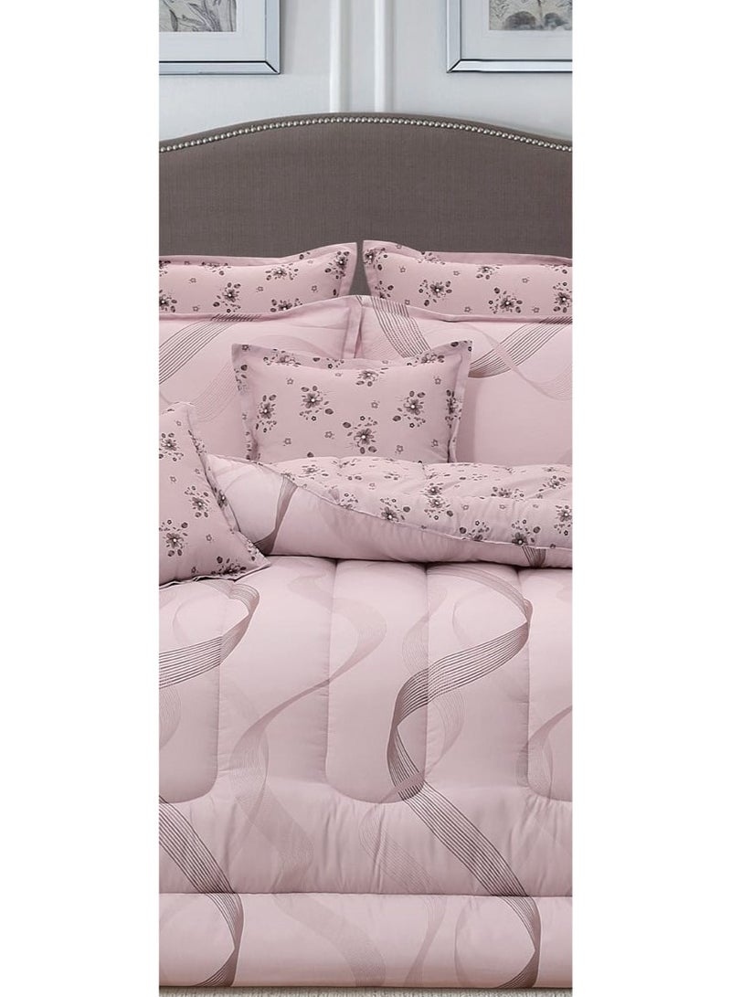 لوفيرا طقم مفرش نفرين ملكي لحاف قماش متين وناعم ونقشة عصرية 8 قطع مقاس 240*260 سم - Image 3