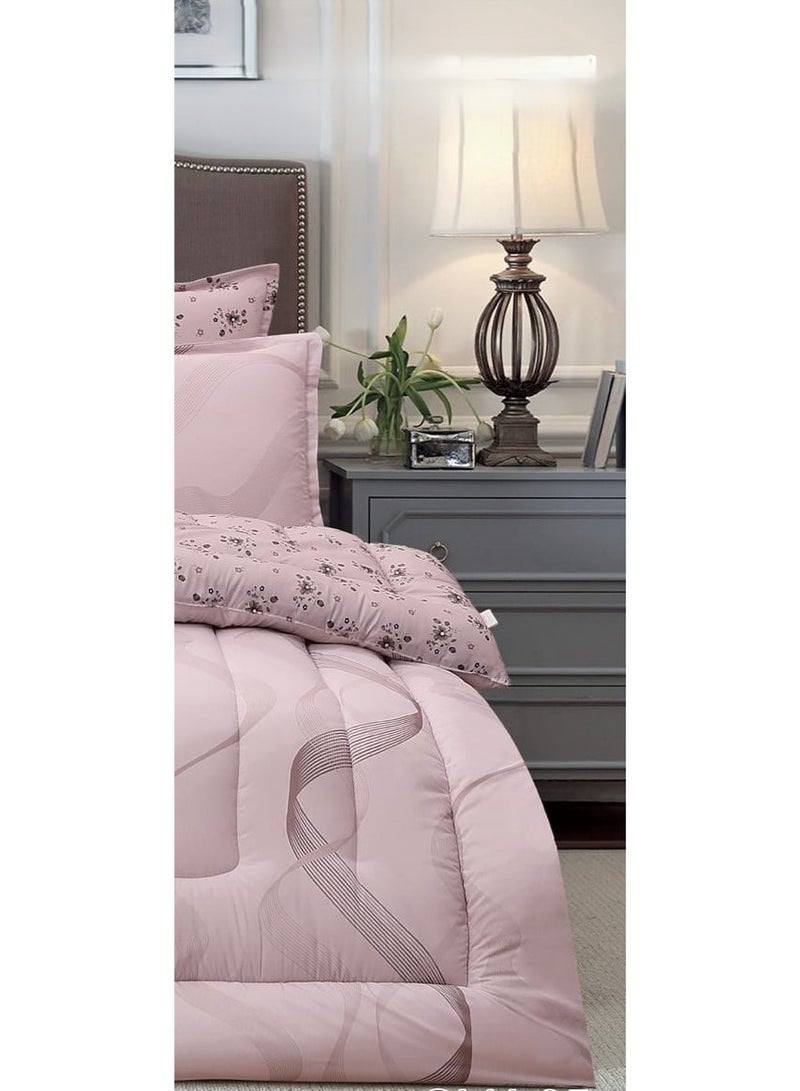 لوفيرا طقم مفرش نفرين ملكي لحاف قماش متين وناعم ونقشة عصرية 8 قطع مقاس 240*260 سم - Image 4