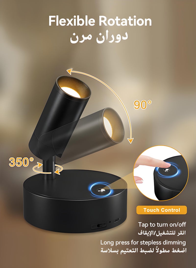 فوريول من الأضواء الكاشفة اللاسلكية الداخلية،  لمبات جداريه بالبطاريه 4000 mAh ،   اضاءه جداريه بدون كهرباء ثلاث درجات حرارة لونية ،  مزود بمؤقت وخاصية التحكم في شدة الإضاءة، اضاءات جداريه اضاءة شجر،  اضاءة لوحة جدارية - Image 5