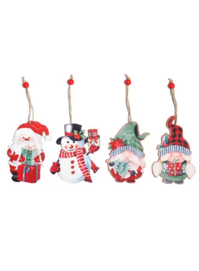 4Pcs Wooden Hanging Pendant Party Supplies Ornament, Snowman Decoration Pendant Lightweight - Image 2