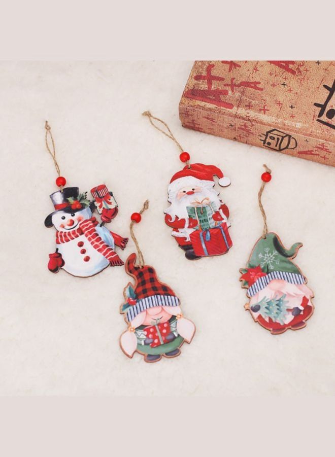 4Pcs Wooden Hanging Pendant Party Supplies Ornament, Snowman Decoration Pendant Lightweight - Image 1