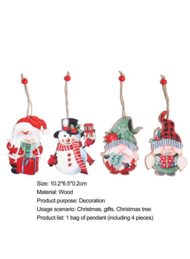 4Pcs Wooden Hanging Pendant Party Supplies Ornament, Snowman Decoration Pendant Lightweight - Image 5