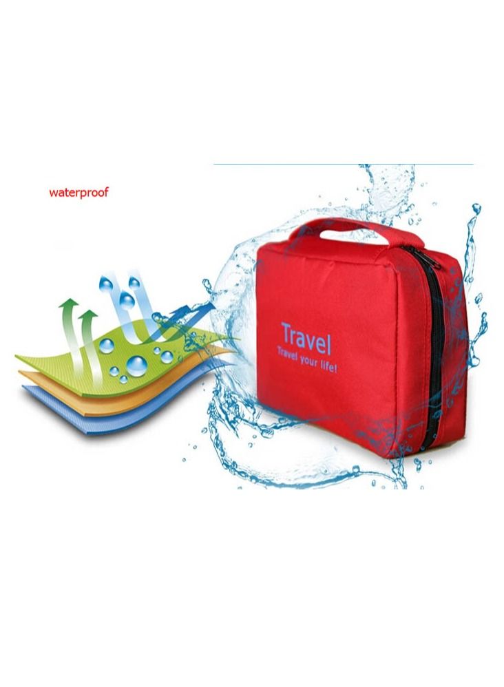 Travel Your Life حقيبة أدوات الزينة مع خطاف تعليق متعددة الوظائف محمولة ومقاومة للماء لتنظيم مستحضرات التجميل وحقيبة تخزين مستحضرات التجميل للنساء والرجال - أحمر  - Image 3