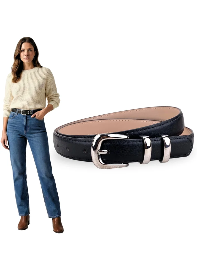 Classic Milano Classic Milano Women's Belt with Gift Box; Faux Leather Ladies Belt for Dresses, Jeans & Gowns; Stylish Womens Belt; Adjustable Girls Belt; Belt for Women | Full Length: 110 CM (Free Size - Fits up to the waist of 40 Inches / 100 CM)
