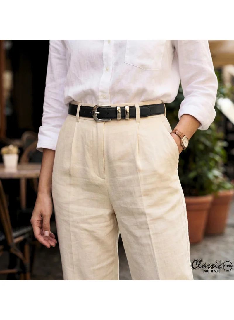 Classic Milano Classic Milano Women's Belt with Gift Box; Faux Leather Ladies Belt for Dresses, Jeans & Gowns; Stylish Womens Belt; Adjustable Girls Belt; Belt for Women | Full Length: 110 CM (Free Size - Fits up to the waist of 40 Inches / 100 CM)