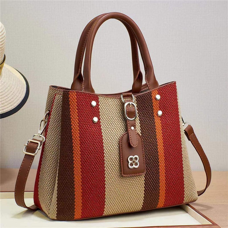 Women'S Bag 2023 New Satchel Crossbody Shoulder Bag Woven Embossed Fashion Bag Large Capacity Contrasting Color - Image 1