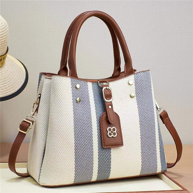 Women'S Bag 2023 New Satchel Crossbody Shoulder Bag Woven Embossed Fashion Bag Large Capacity Contrasting Color - Image 3