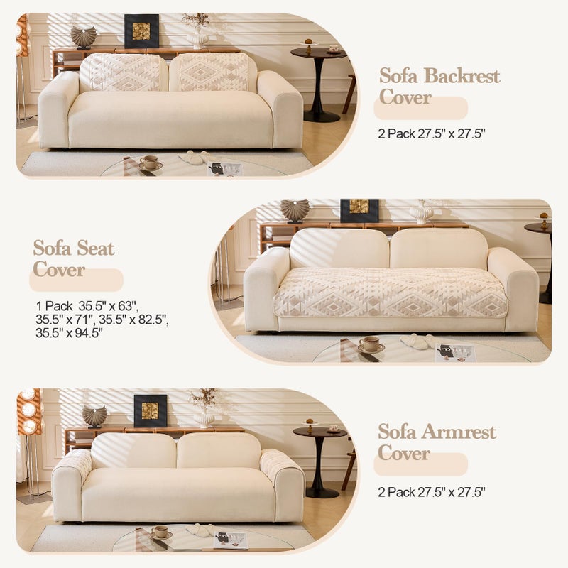 WEYOND Pet Couch Cover for Dogs, Soft Plush Sofa Cover Washable, Non-Slip Pet-Friendly Sofa Slipcover for Couches and Sofas (Seat Cover, Beige, 35.5" x 63") - Image 2