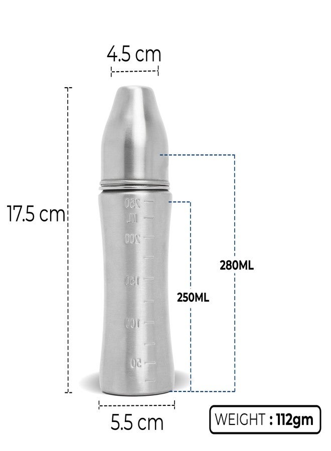 سبيديكس زجاجة رضاعة أطفال من الفولاذ المقاوم للصدأ من سبيدكس، سعة 250 مل، خالية من مادة BPA، مضادة للمغص، خالية من البلاستيك، حلمة متوسطة التدفق (بليس - 250 مل، حلمة إضافية مجانية) - Image 2