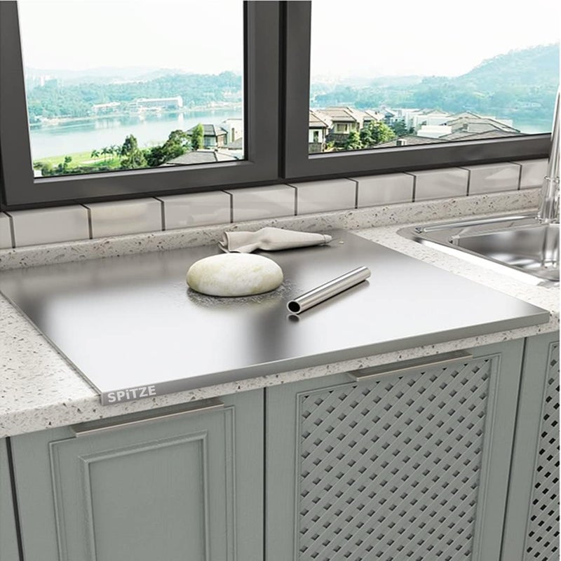 SPITZE 304 Stainless Steel Chopping Board with Lip for Kitchen | Non Slip Cutting Board | Rust Proof | Easy to use | SS Counter Top | For Cutting Vegetables, Meat, Fish, Fruits | 2X Large 60 x 42 cm - Image 1