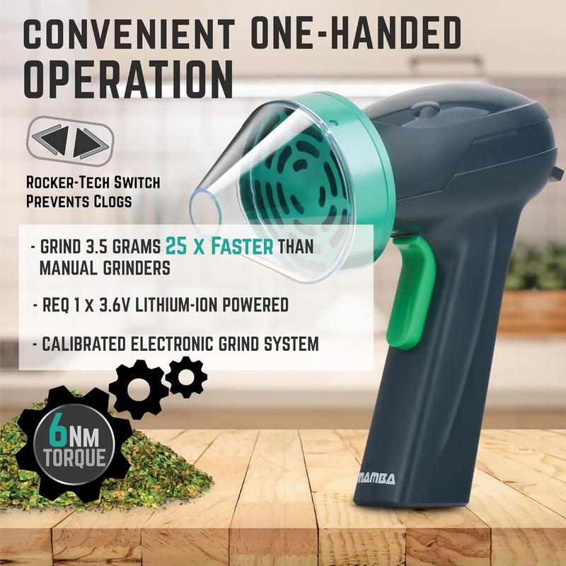 Mamba Monster 3.5g Green USB Electric Herb Grinder. Large Capacity Portable Metal Herbal Machine & Spice Mill for the Kitchen - Image 5