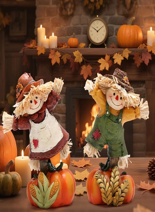 Hodao Collectible Thanksgiving Pumpkin Scarecrow Figurines Harvest Scarecrow Decoration Fall Decorations for Home Handcrafted Artistry Decor Thanksgiving Gifts Tabletop Decor - Image 2