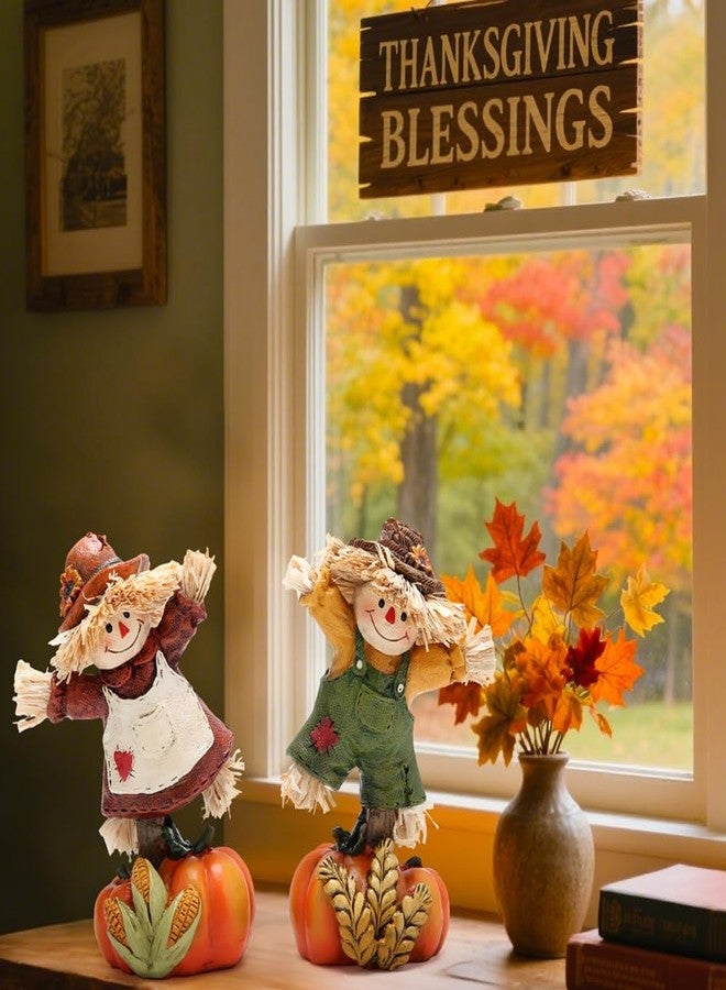 Hodao Collectible Thanksgiving Pumpkin Scarecrow Figurines Harvest Scarecrow Decoration Fall Decorations for Home Handcrafted Artistry Decor Thanksgiving Gifts Tabletop Decor - Image 3