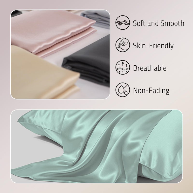 Gabire Gabire Mulberry Silk Pillow Case for Hair and Skin Prevent Acne Pillowcases Both Sides Real Silk Pillowcases Organic Silk Pillowcase with Hidden Zipper  Sage Green  Queen (20""?30"") - Image 2