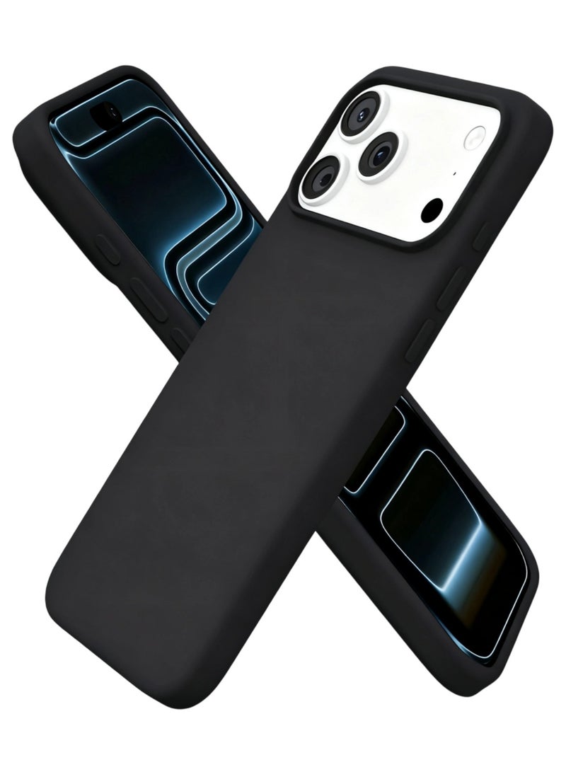 اووكاي جراب متوافق مع iPhone 17 Pro، جراب واقٍ كامل الجسم من المطاط السيليكوني السائل الناعم عالي الجودة من سلسلة Silky and Soft Touch لهاتف iPhone 17 Pro (أسود) - Image 1