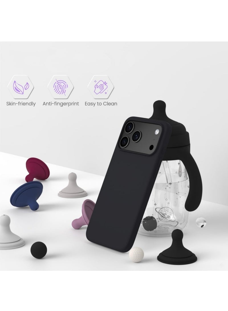 اووكاي جراب متوافق مع iPhone 17 Pro، جراب واقٍ كامل الجسم من المطاط السيليكوني السائل الناعم عالي الجودة من سلسلة Silky and Soft Touch لهاتف iPhone 17 Pro (أسود) - Image 3