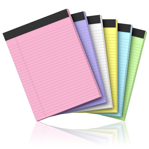Nichela 6 Pack Legal Pads 8.5 x 11 Colored Note Pads 8.5 x 11 Pink Notepad Perforated Writing Pads 8.5 x 11 Lined Paper Pads of Paper Wide Ruled 30 Sheets Notebook To Do List for School, Office, Home - Image 1