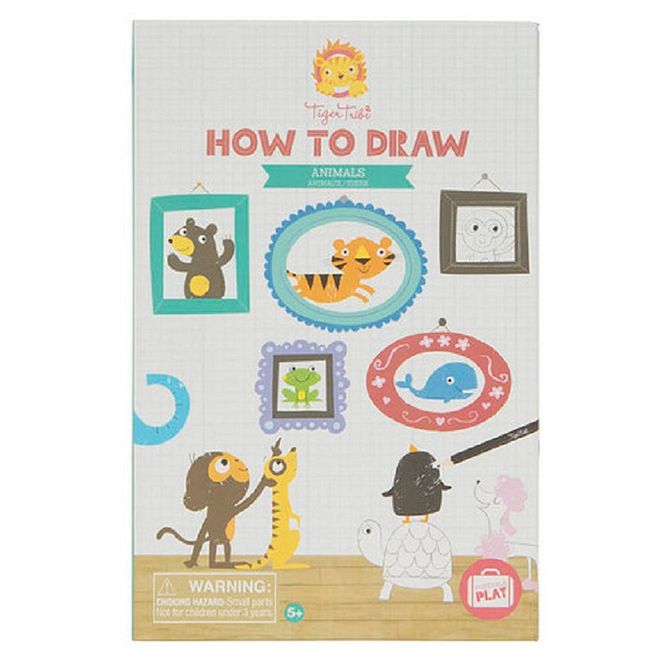 Tiger Tribe How to Draw Animals Kit - 36-page Sketch Pad & Colour Pens, Creative Activity Set for Ages 5 Years+ - Image 1