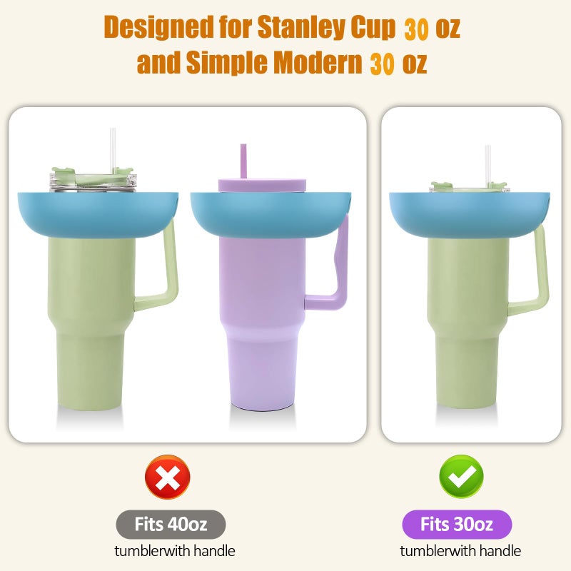 insefocc Snack Bowl for Stanley Cup 30 oz with Handle-Perfectly Compatible with Stanley Quencher H2.0 Tumbler 30 oz with Handle, Reusable Silicone Snack Tray, Stanley cup accessories (Cream Snack Bowl) - Image 2