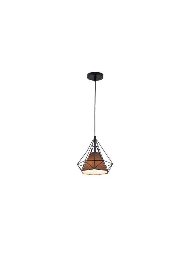 Best Power Modern Geometric Pendant Light 6145-1 – Industrial Black Metal Frame with Brown Shade, E27 Bulb Socket, Adjustable Hanging Length (75cm), Ideal for Living Room, Dining Room, and Kitchen - Image 4