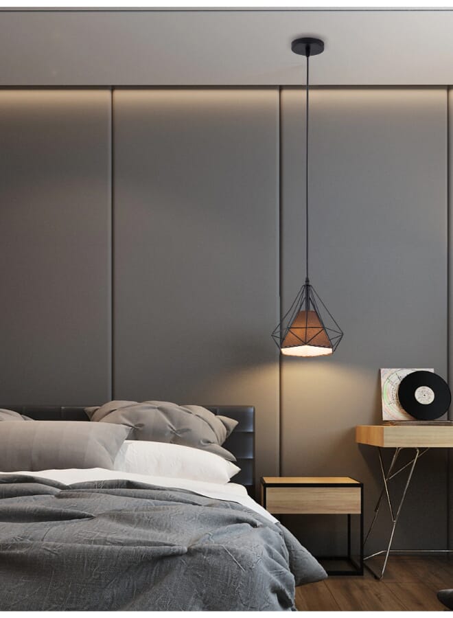 Best Power Modern Geometric Pendant Light 6145-1 – Industrial Black Metal Frame with Brown Shade, E27 Bulb Socket, Adjustable Hanging Length (75cm), Ideal for Living Room, Dining Room, and Kitchen - Image 2