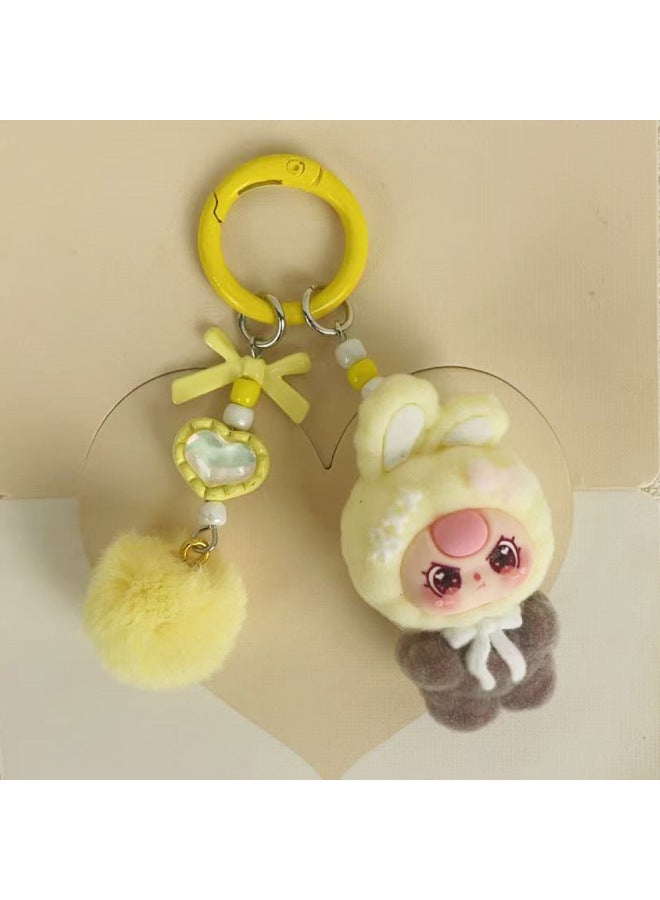 Flocked Standing Doll Three-year-old Pendant School Bag Cartoon Diy Doll Girl Pendant Student Keychain Gift
