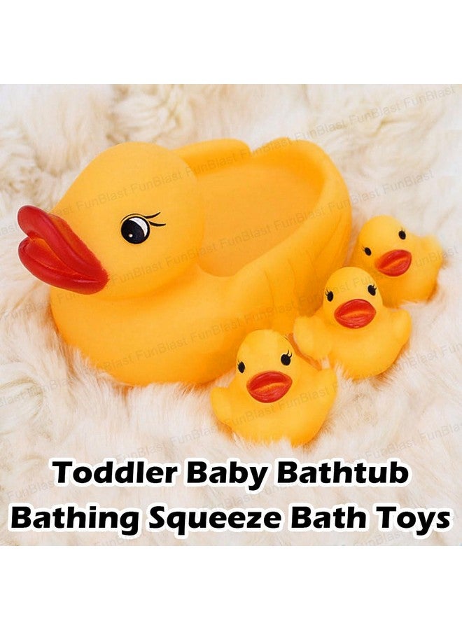 FunBlast Duck Bath Toys for Baby, Toddler Baby Bathtub Bathing Squeeze Bath Toys Non-Toxic BPA Free - Set of 4 (Funny Duck) - Image 4