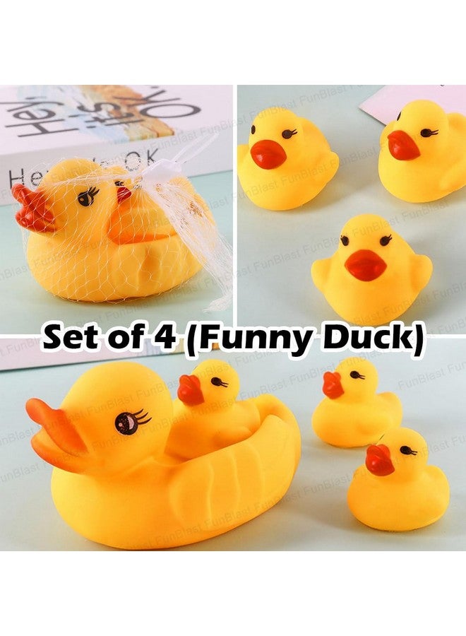 FunBlast Duck Bath Toys for Baby, Toddler Baby Bathtub Bathing Squeeze Bath Toys Non-Toxic BPA Free - Set of 4 (Funny Duck) - Image 3