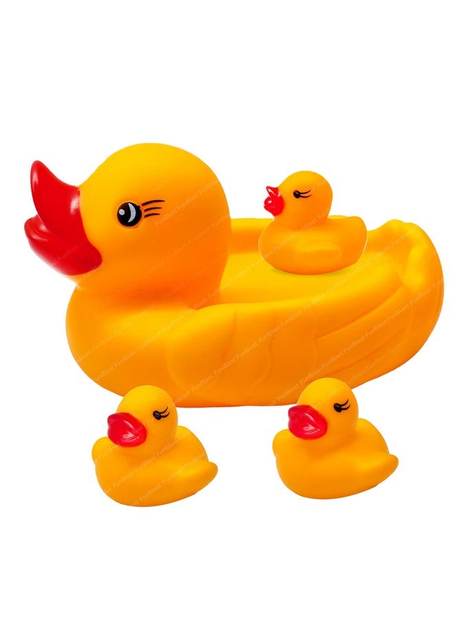 FunBlast Duck Bath Toys for Baby, Toddler Baby Bathtub Bathing Squeeze Bath Toys Non-Toxic BPA Free - Set of 4 (Funny Duck) - Image 1