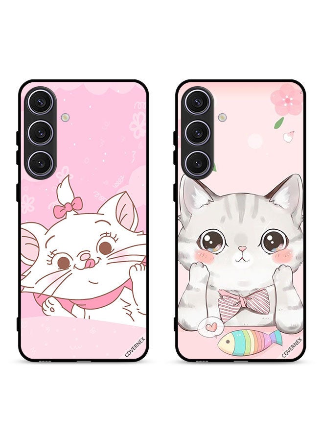 Covernex Two Cases For Samsung Galaxy S23 FE 5G Protective Covers Cat Clip Art and Cat Fish - Image 1