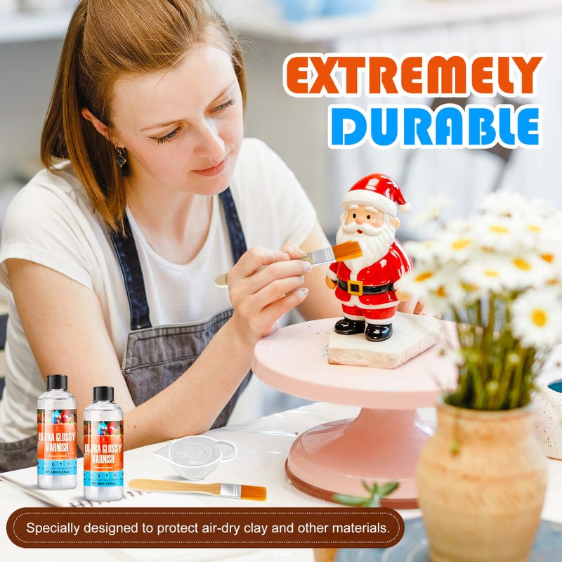 DecorRom Air Dry Clay Glaze, 7oz Polymer Clay Glaze / Sealant High Gloss Varnish, Waterproof, Safe & Scratch Resistant for Clay, Painting, Ceramics, Wood Prevents Clay Cracking and Wear Remains Crystal Clear - Image 5