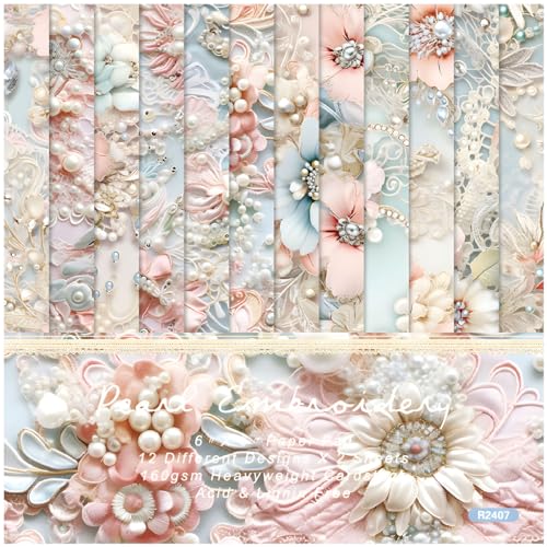 WLXTREE Scrapbook Paper 6x6, 24 Sheets Vintage Scrapbooking Floral Single-Side Card Stock Paper Pack for Art Album Junk Journal CardMaking Decorative Scrapbook Supplies - Image 1