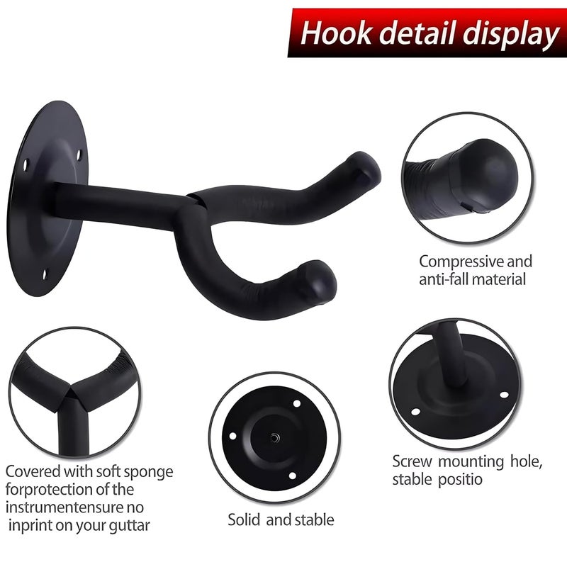 CLAPONE CLP-CWSG Guitar Wall Mount Secure Stylish Black Metal Hanger Fittings Accessories Instrument Display Guitar Hanger Wall Mount Holder - Image 3
