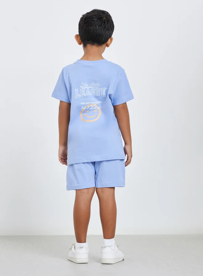 ستايلي طقم منسق من شورت وتيشيرت بطبعة جرافيك