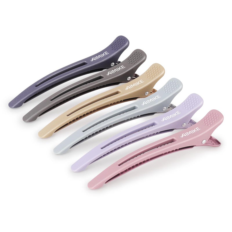AIMIKE 6pcs Professional Hair Clips for Styling Sectioning, Anti-Slip No-Trace Duck Billed Hair Clips with Silicone Band, Salon and Home Hair Cutting Clips for Hairdresser, Women, Men - 4.3â€ Long - Image 1